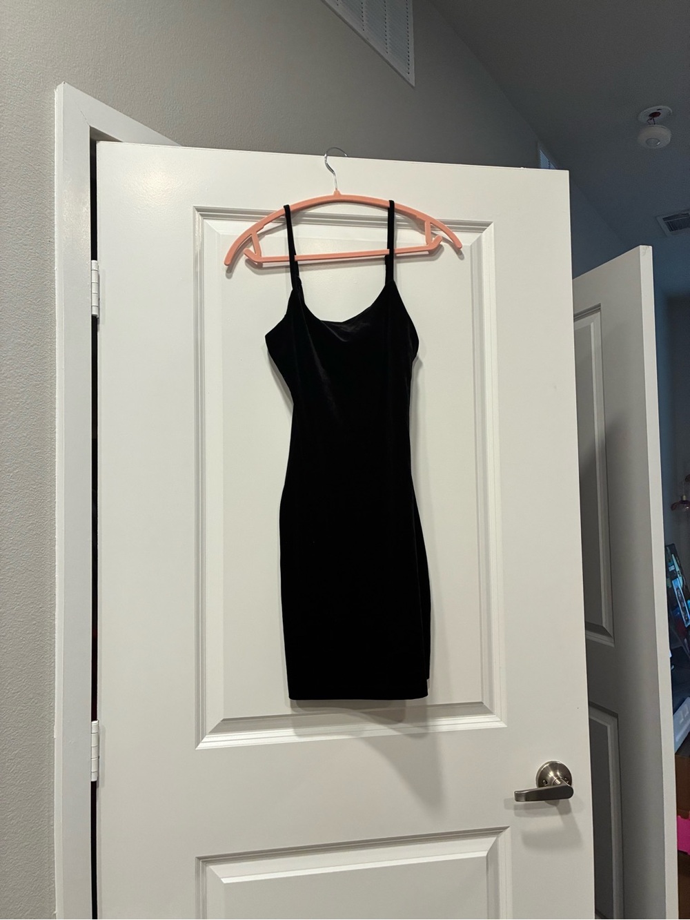 GB girls Black Velvet Spaghetti Strap Mini Dress